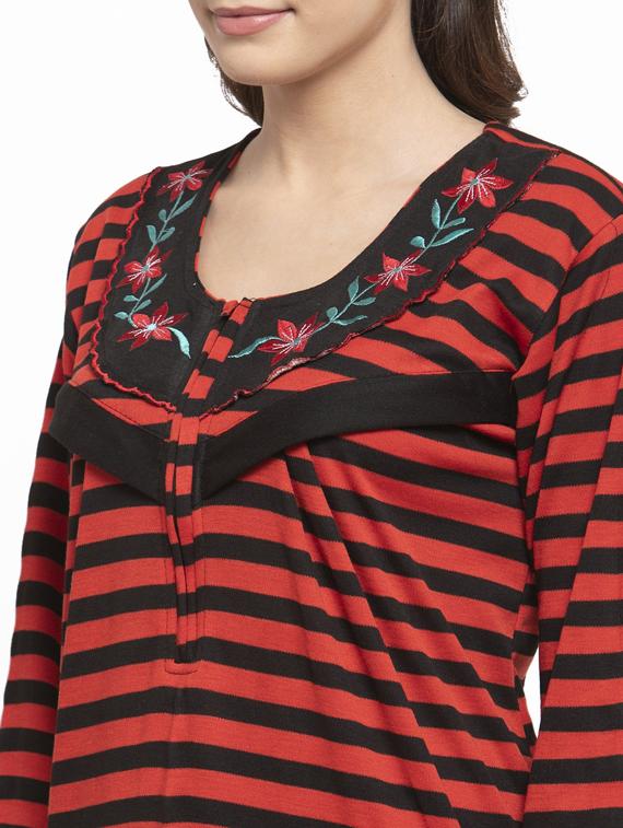 round neck striped nighty - 18377397 - Standard Image - 3