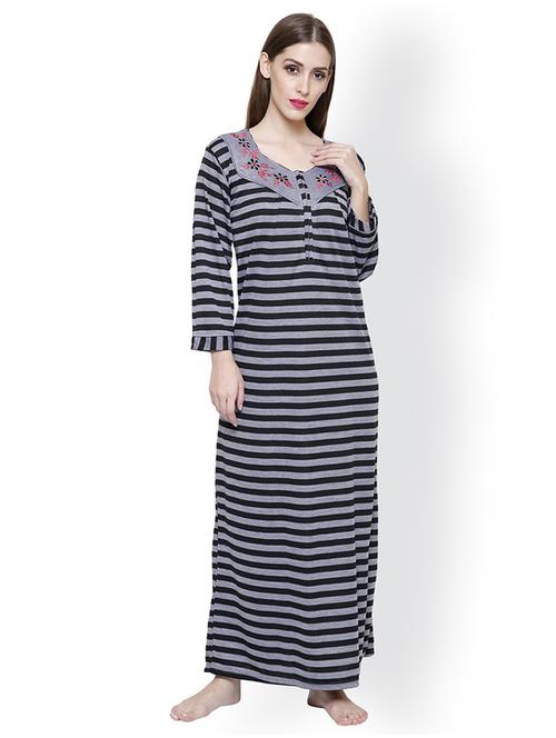 embroidered detail striped nighty  - 18377658 -  Standard Image - 0