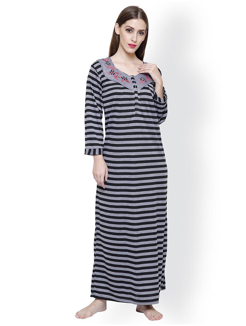 embroidered detail striped nighty  - 18377658 -  Zoom Image - 0