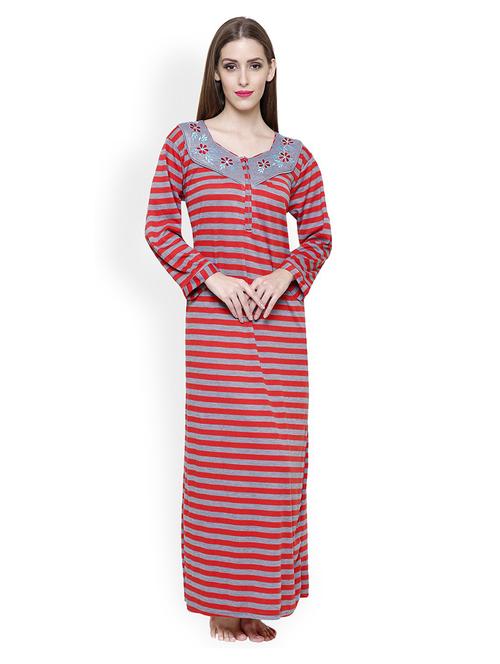 embroidered detail striped nighty - 18377659 - Standard Image - 0