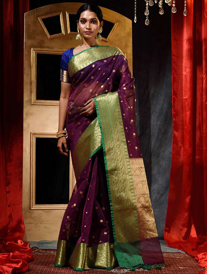self designed woven saree with blouse