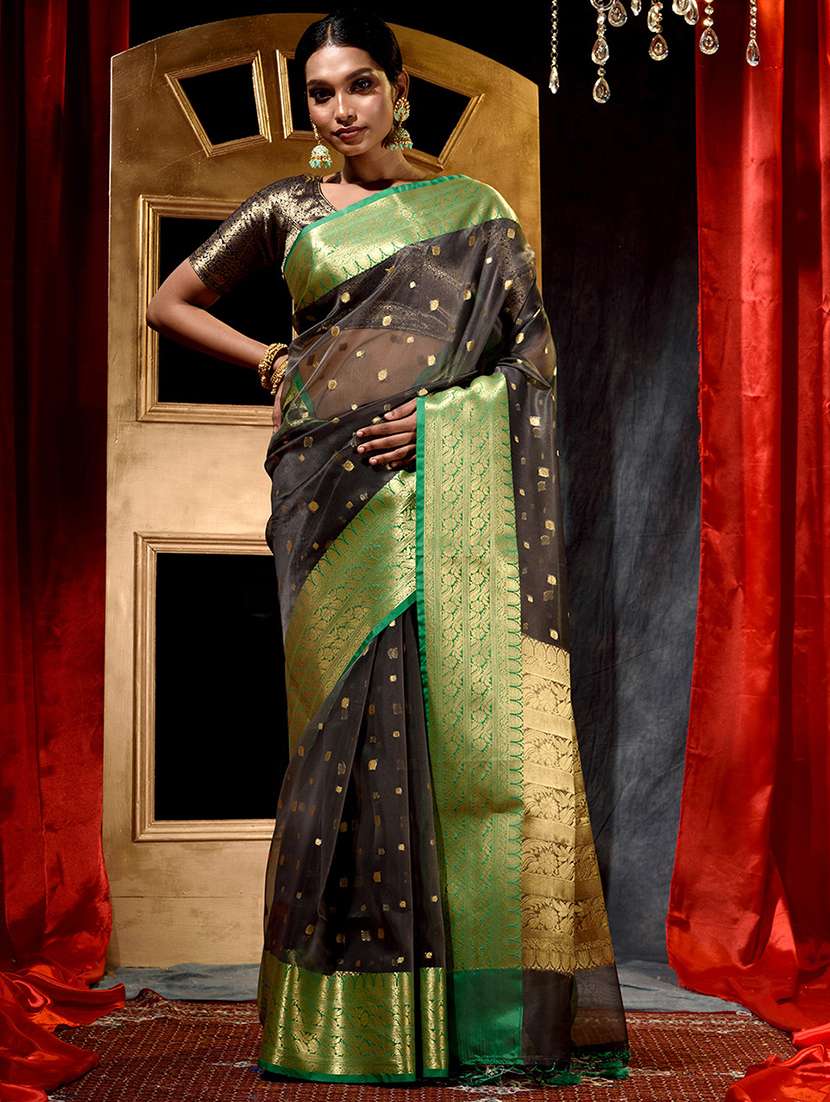self designed woven saree with blouse