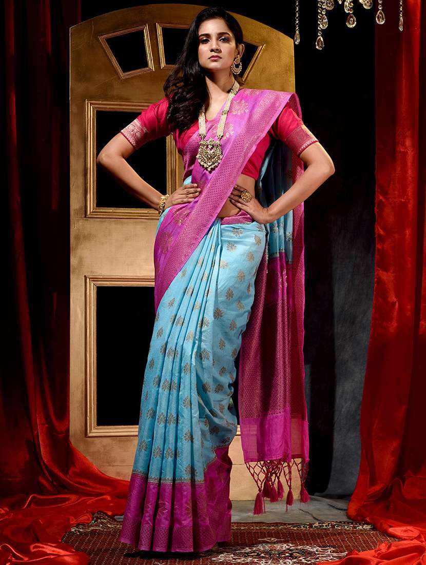 self designed woven saree with blouse