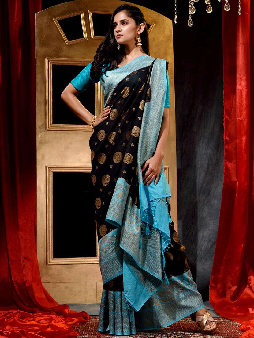 self designed woven saree with blouse