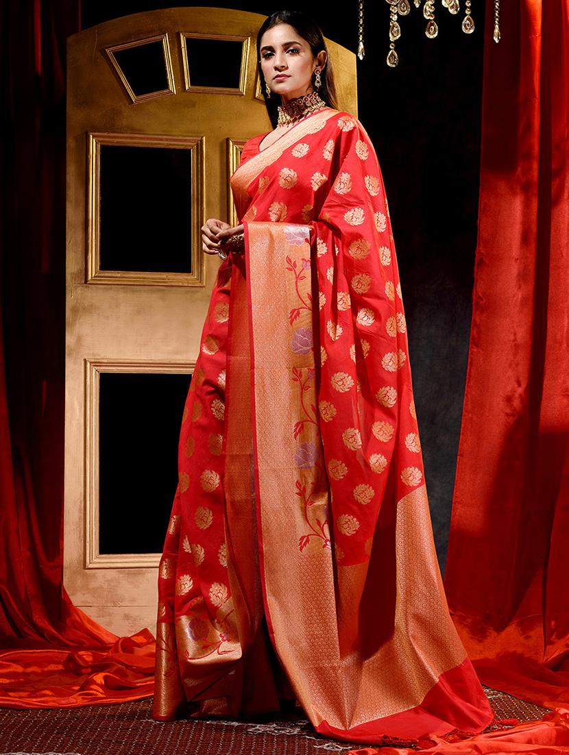 self designed woven saree with blouse - 18378168 - Zoom Image - 0