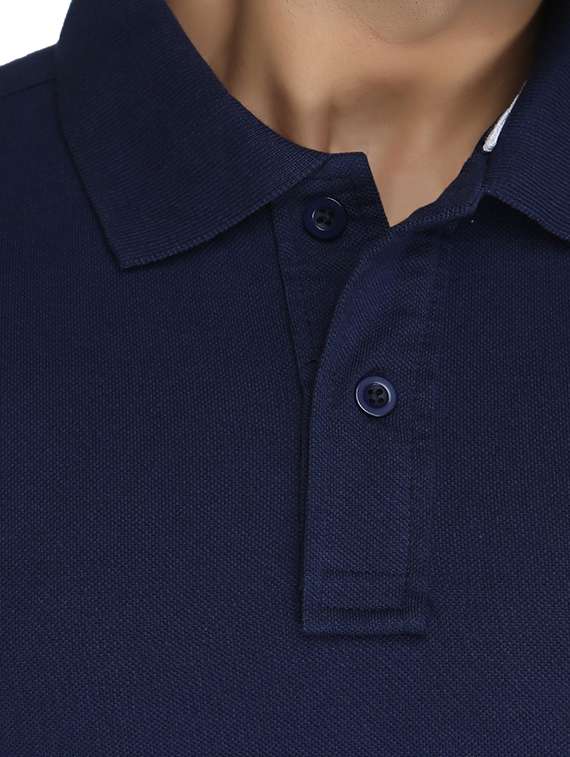 navy-blue solid polo t-shirt - 18378384 -  Standard Image - 3