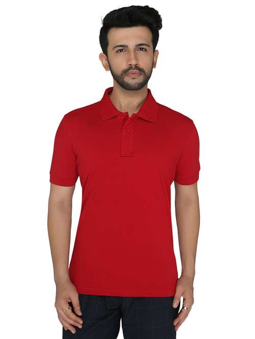 red solid polo t-shirt - 18378394 - Standard Image - 0