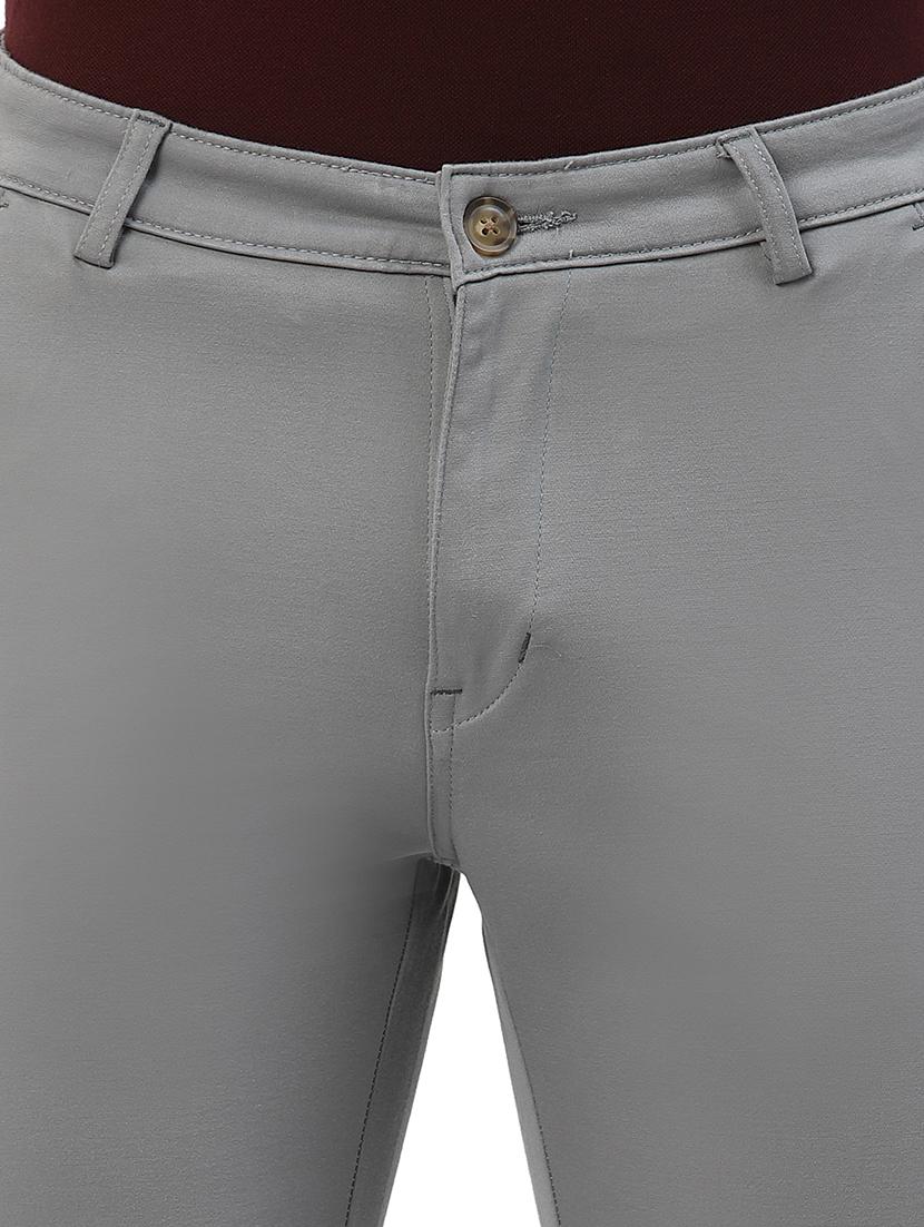 grey solid casual trouser - 18378482 - Standard Image - 5