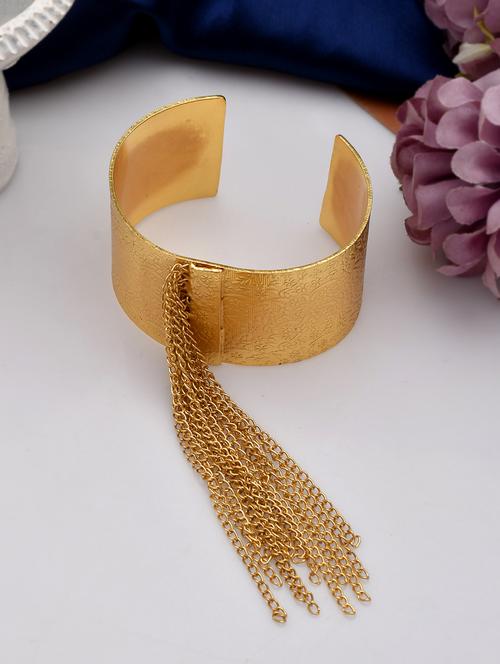 gold plated trendy statement handcuff - 18378531 - Standard Image - 0