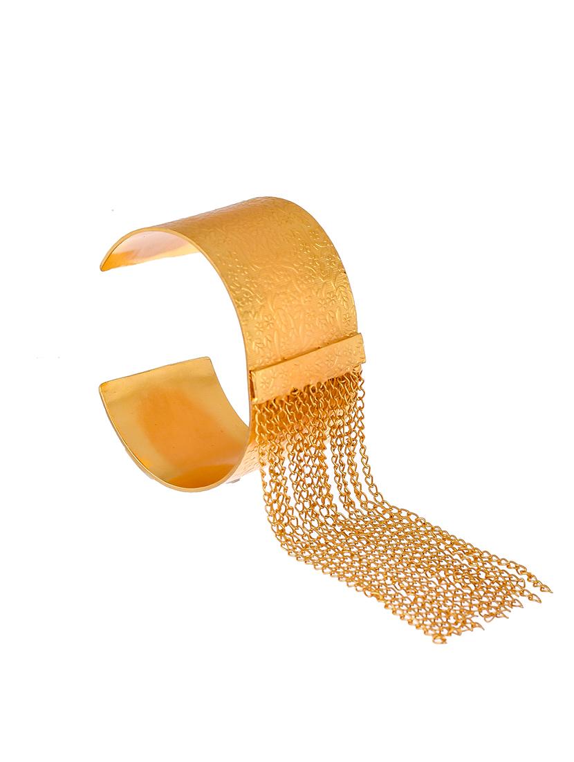 gold plated trendy statement handcuff - 18378531 - Standard Image - 3