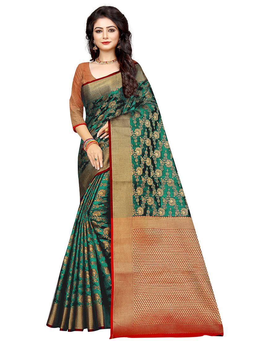 jacquard work banarasi saree with blouse - 18378623 - Zoom Image - 0