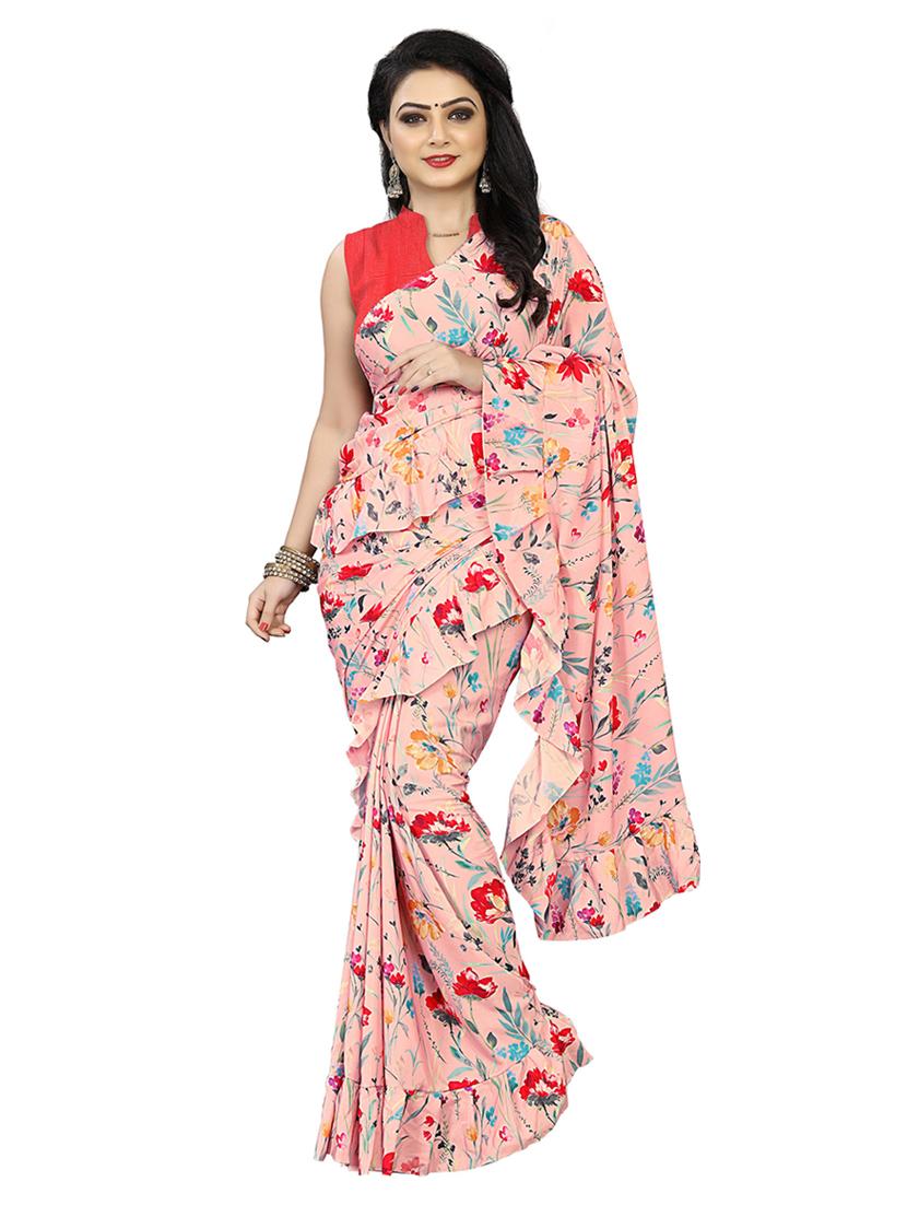 floral printed saree with blouse - 18378624 -  Zoom Image - 0