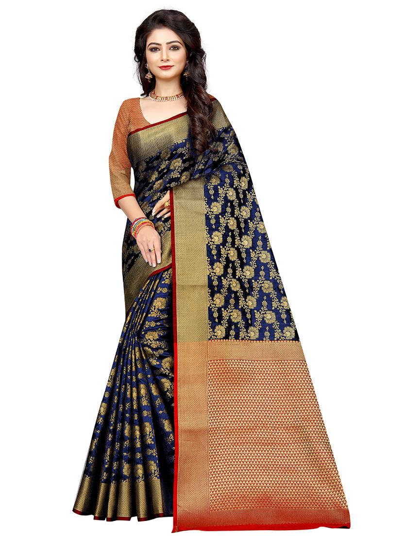 jacquard work banarasi saree with blouse - 18378627 -  Zoom Image - 0