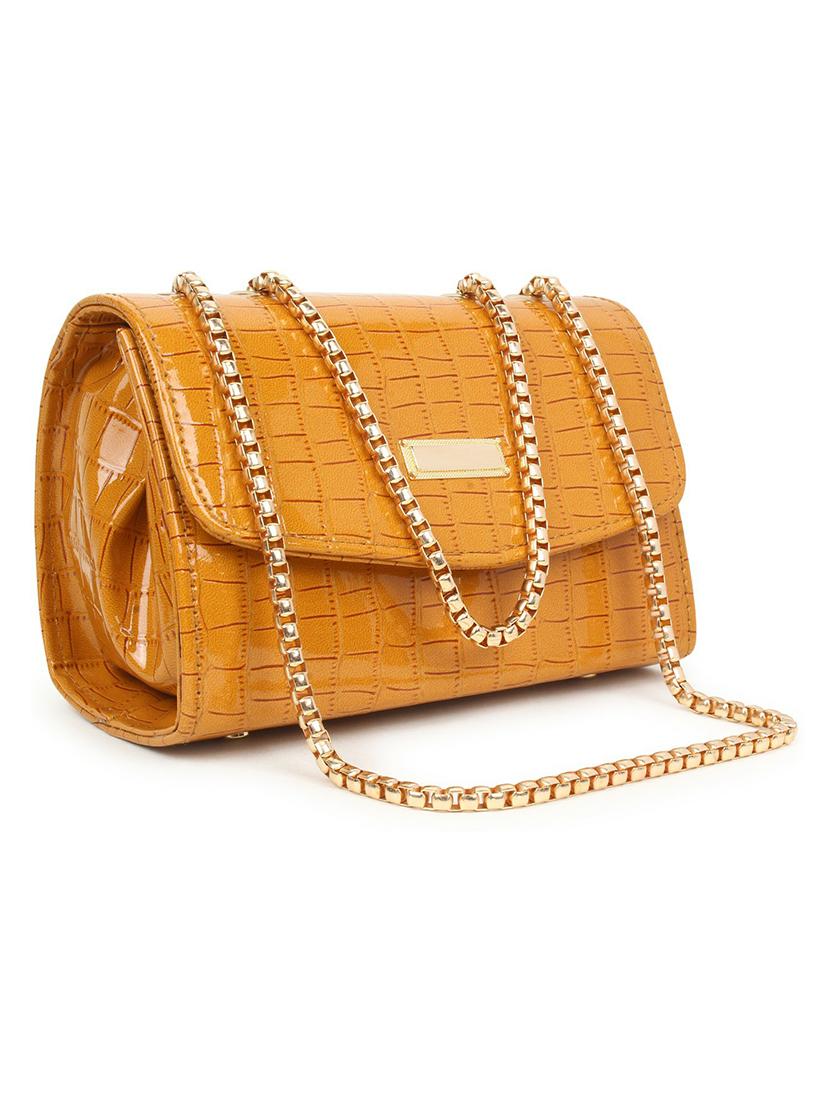 yellow textured regular sling bag - 18378693 - Standard Image - 3