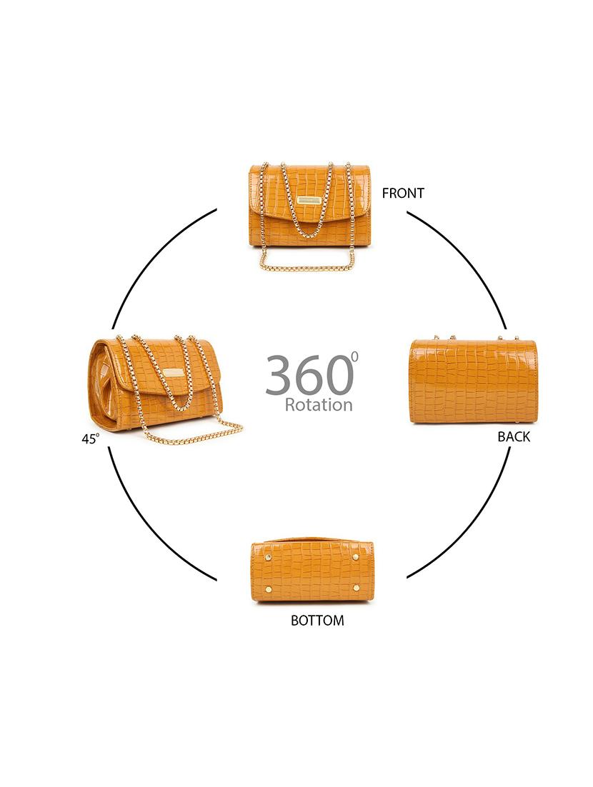 yellow textured regular sling bag - 18378693 - Standard Image - 5
