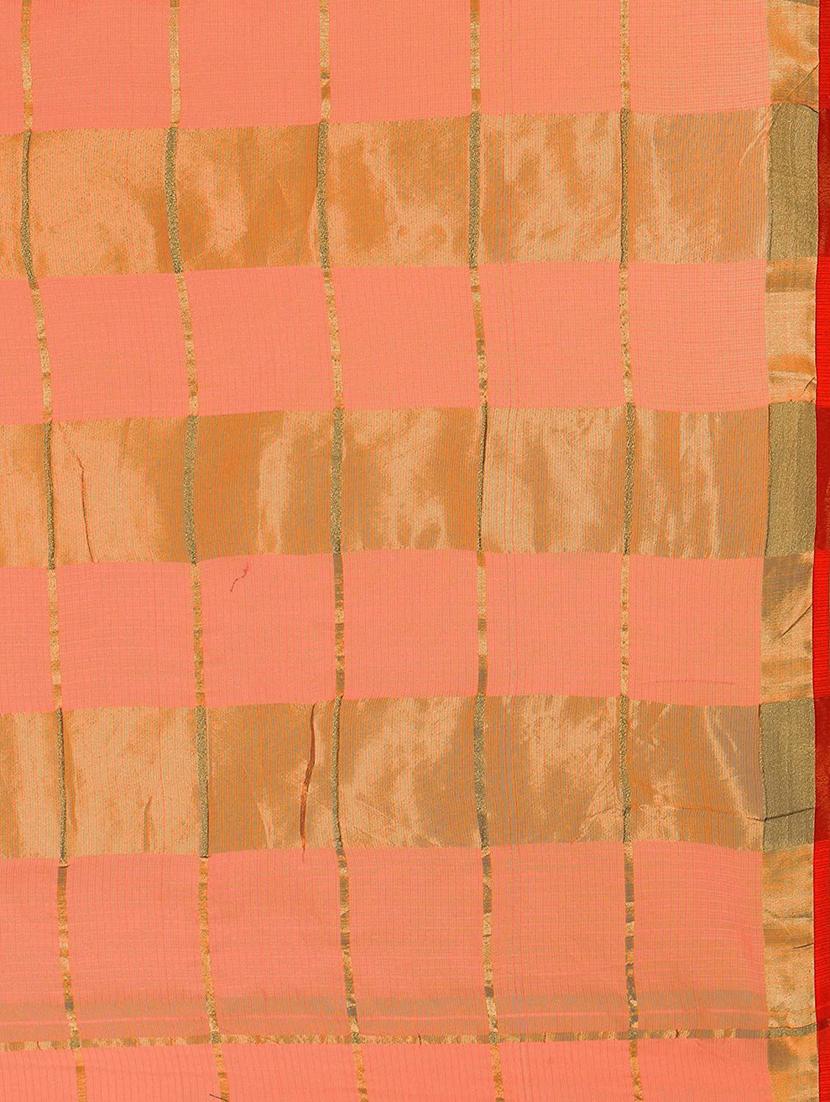 checkered woven saree with blouse - 18378769 - Standard Image - 3