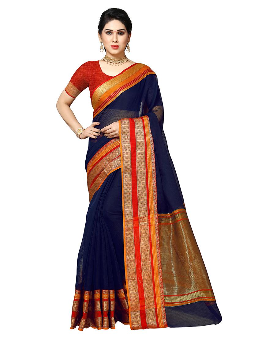 solid bordered saree  - 18378797 -  Zoom Image - 0