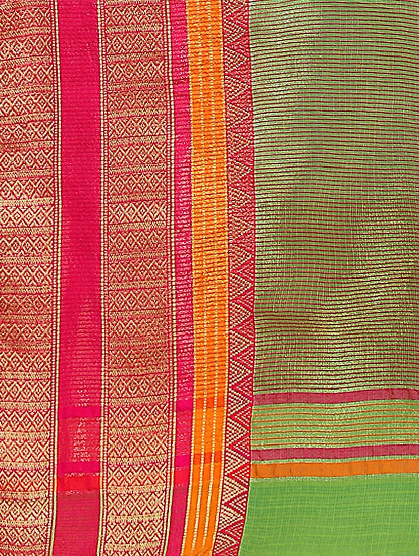 solid bordered saree with blouse - 18378805 - Standard Image - 3