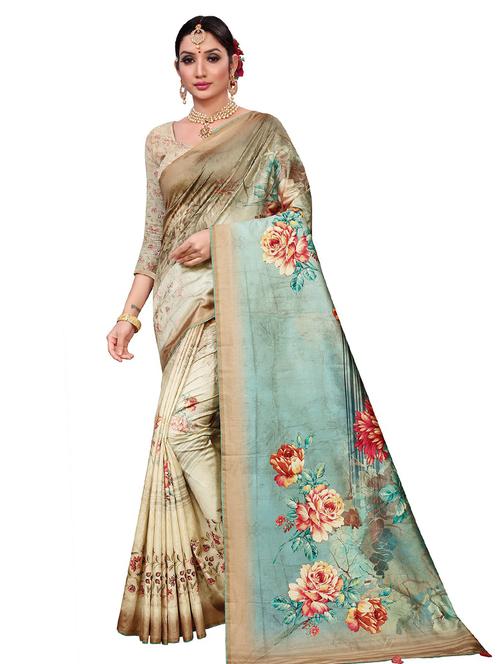 floral printed saree with blouse - 18378823 - Standard Image - 0