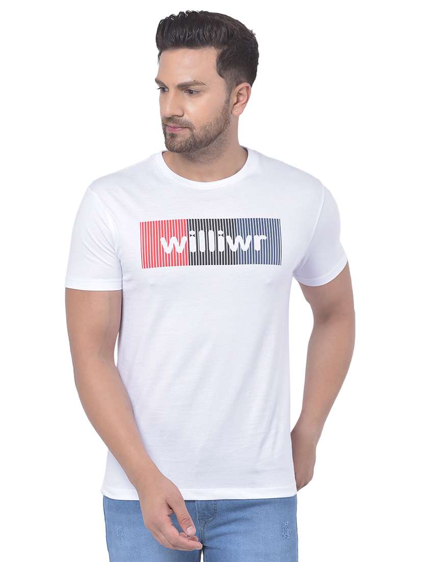 white chest print t-shirt - 18378859 - Zoom Image - 0