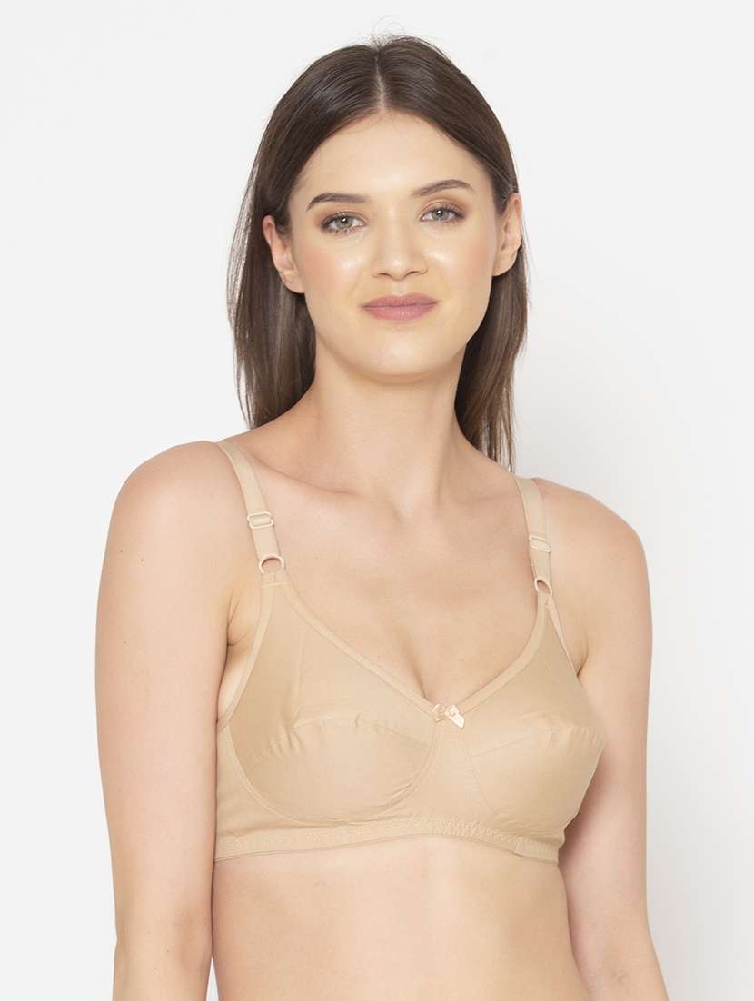 beige solid regular  bra