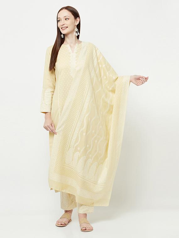 yellow unstitched suit set - 18379669 - Zoom Image - 0