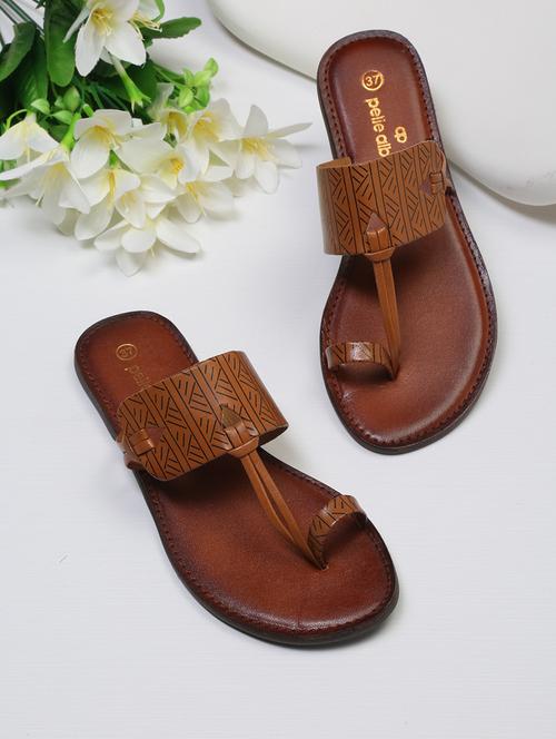 tan leather flat forms sandals - 18379733 - Standard Image - 0