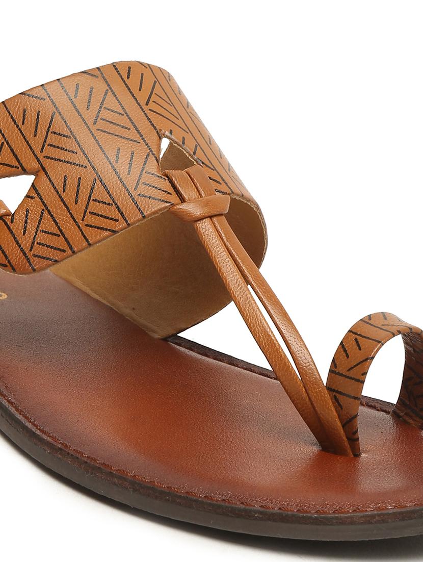 tan leather flat forms sandals - 18379733 - Standard Image - 5
