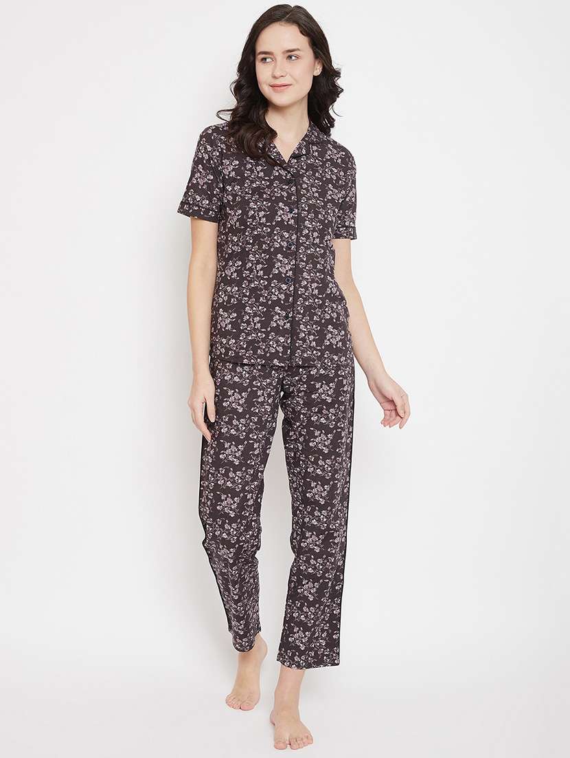 short sleeved printed nightwear set