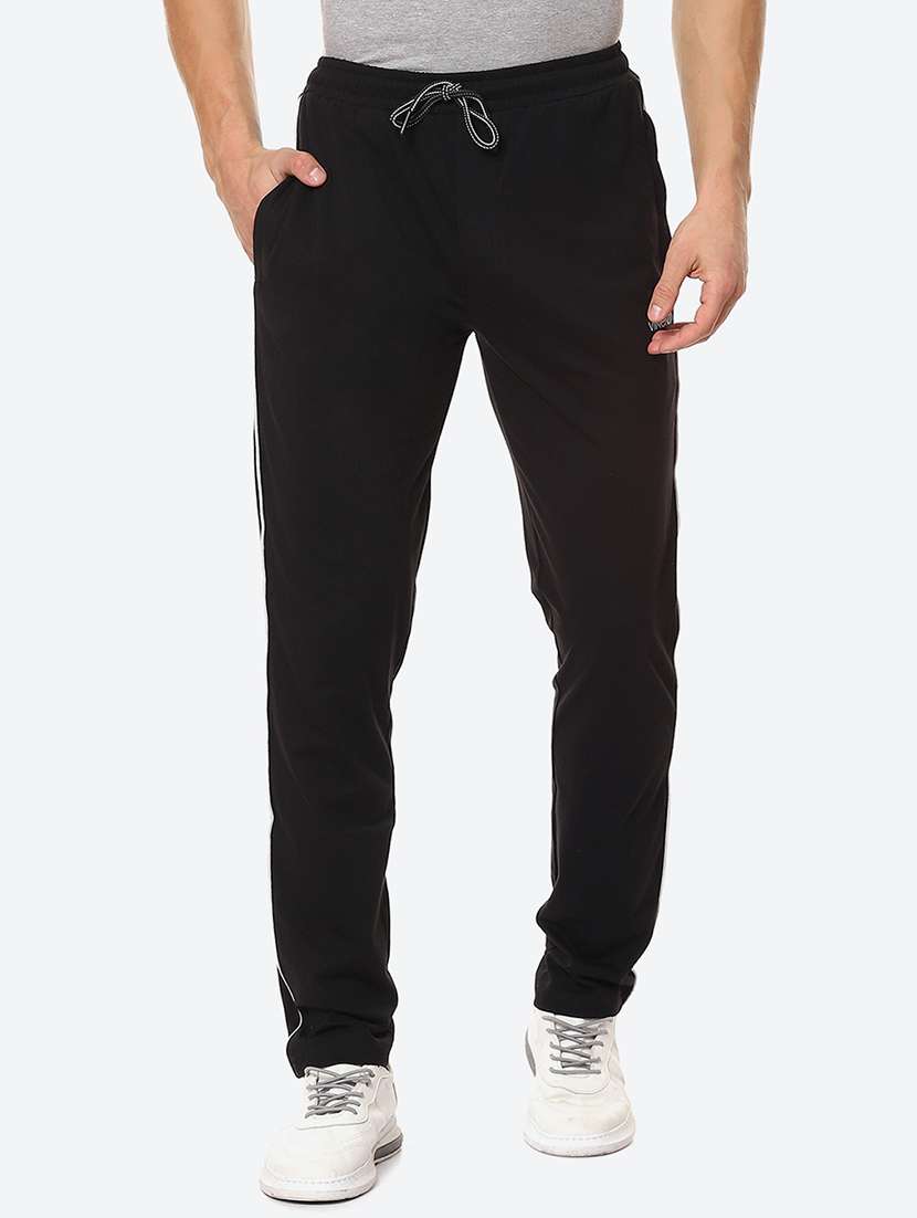 black solid flat front casual trouser - 18380901 -  Zoom Image - 0