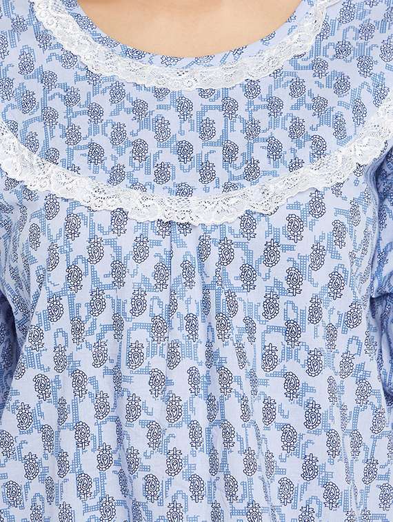 round neck printed nightwear pajama set  - 18380980 -  Standard Image - 3