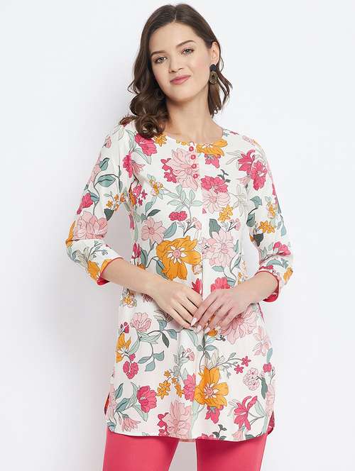 multi colored floral straight kurti - 18381047 -  Standard Image - 0