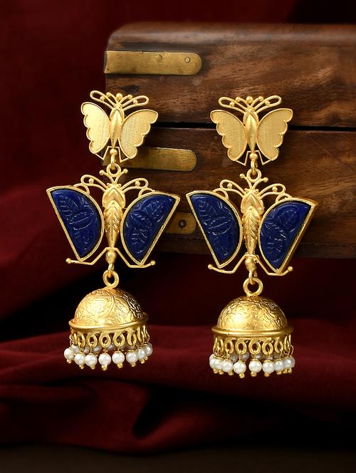 blue brass drop earring - 18381094 - Standard Image - 0