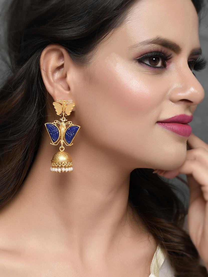 blue brass drop earring - 18381094 - Standard Image - 3