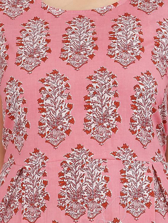 pink printed a-line kurta - 18381321 - Standard Image - 3