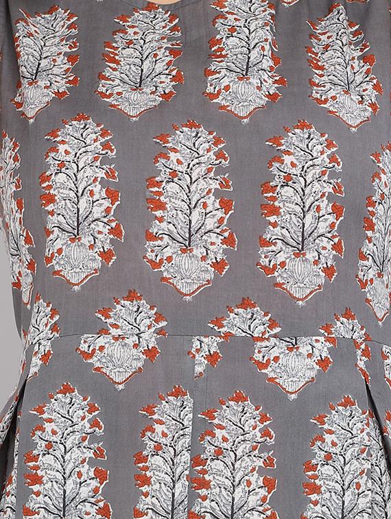 grey printed a-line kurta - 18381322 - Standard Image - 3
