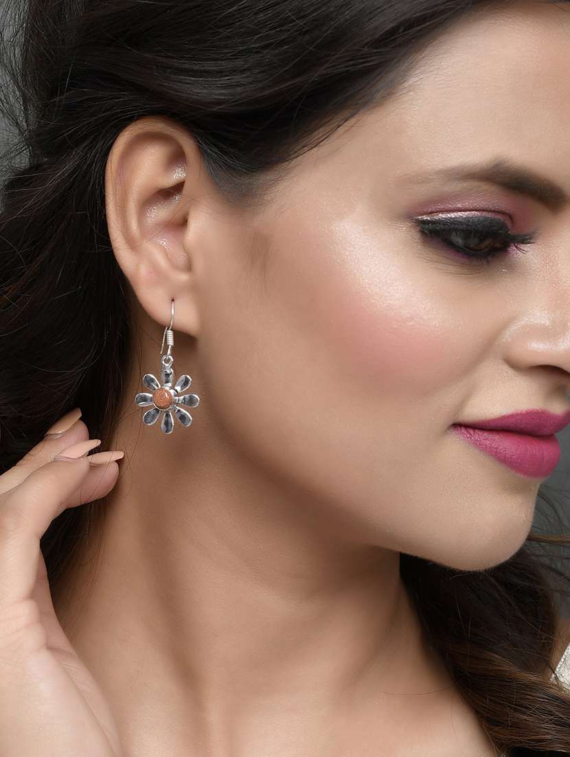 silver brass drop earring - 18381350 -  Standard Image - 3