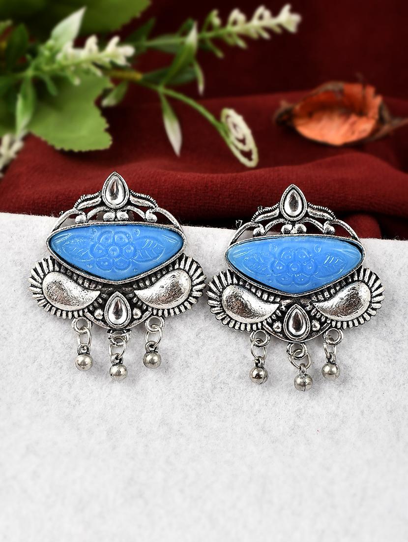 blue brass studs earring - 18381354 - Zoom Image - 0