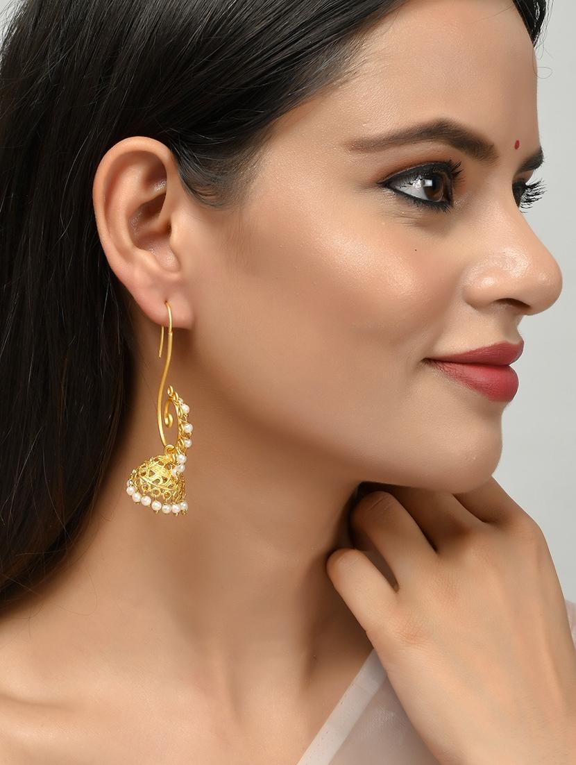 gold brass drop earring - 18381357 - Standard Image - 3
