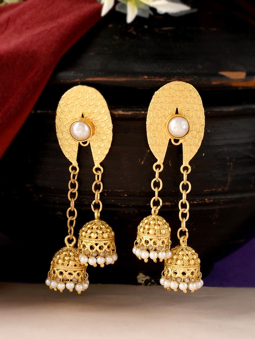 gold brass drop earring - 18381379 - Zoom Image - 0