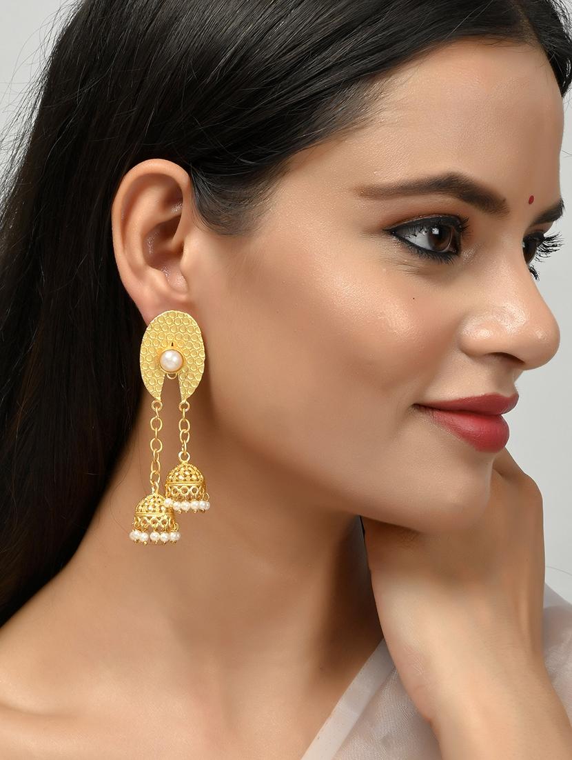 gold brass drop earring - 18381379 - Standard Image - 3