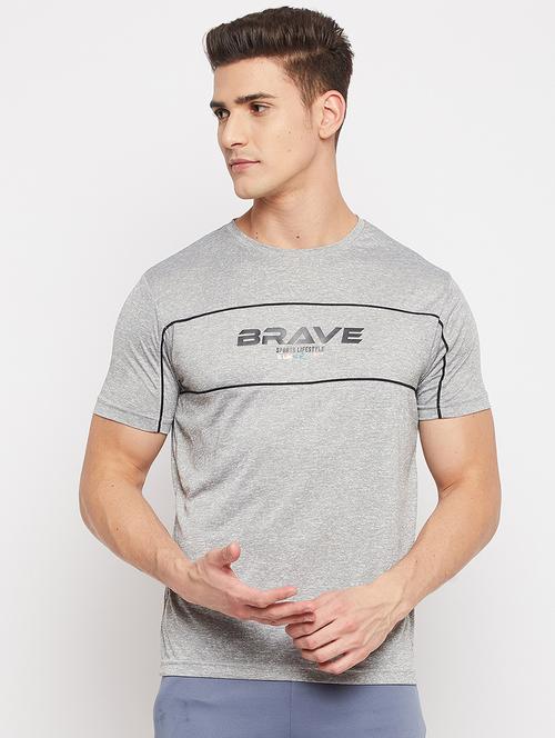 grey chest-printed t-shirt - 18381397 -  Standard Image - 0