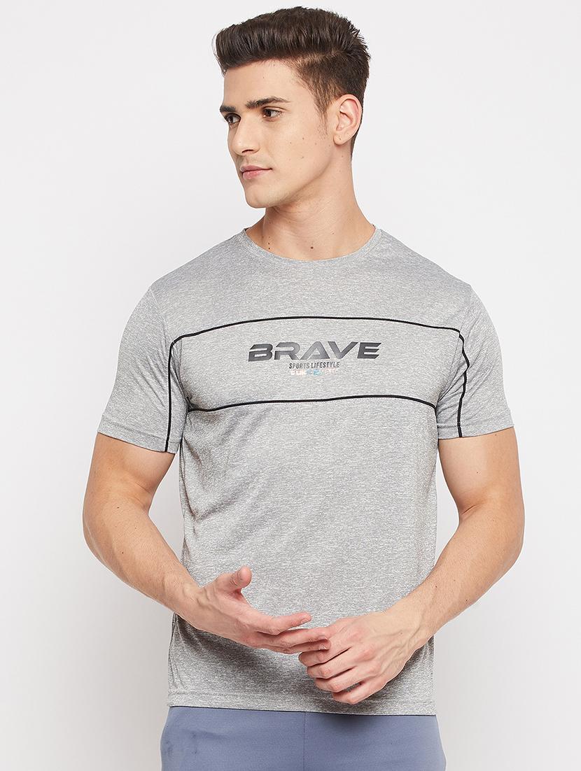 grey chest-printed t-shirt - 18381397 -  Zoom Image - 0