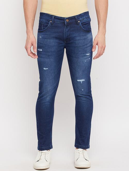 navy-blue distressed denim jean - 18381411 - Standard Image - 0