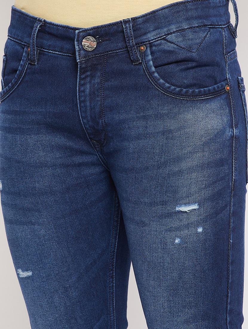 navy-blue distressed denim jean - 18381411 - Standard Image - 5