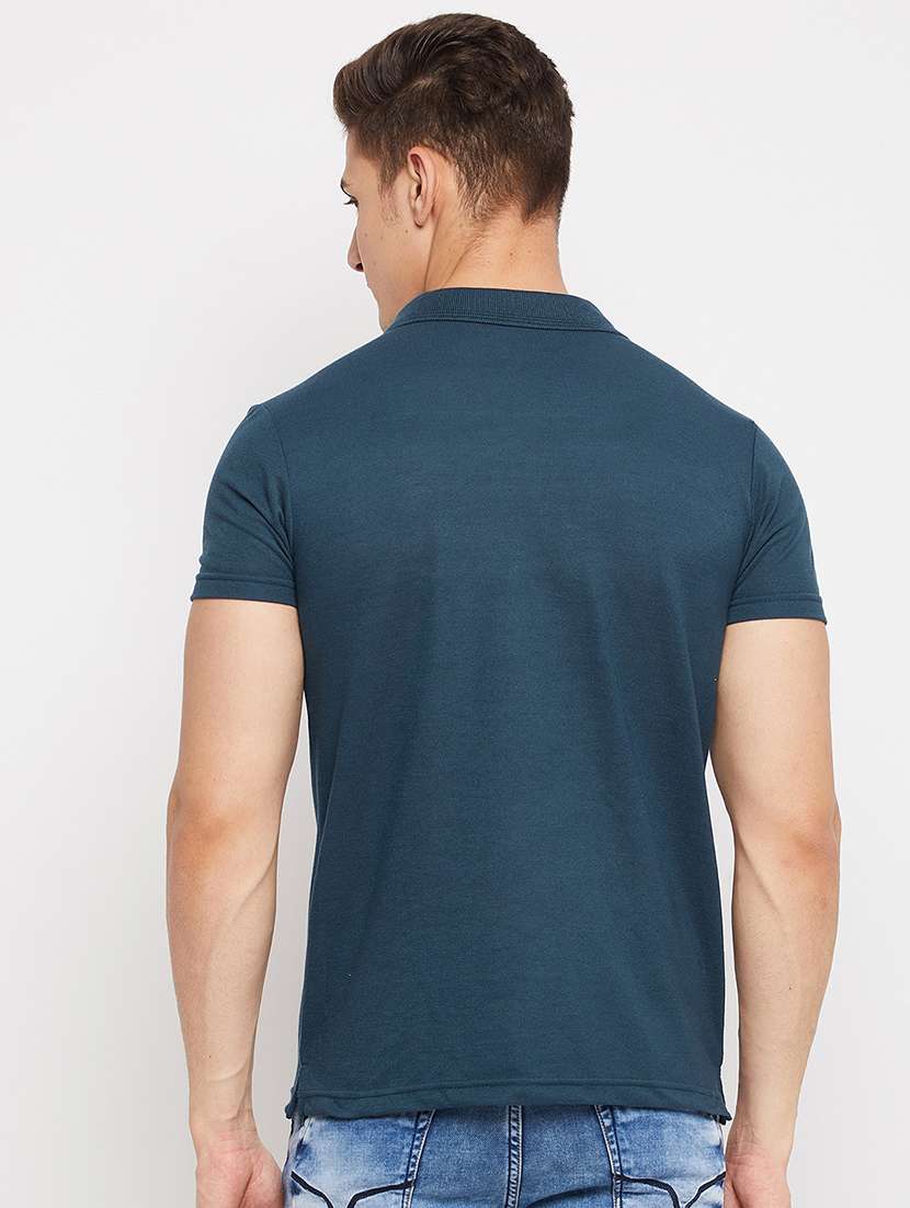 navy-blue solid polo t-shirt - 18381427 - Standard Image - 3