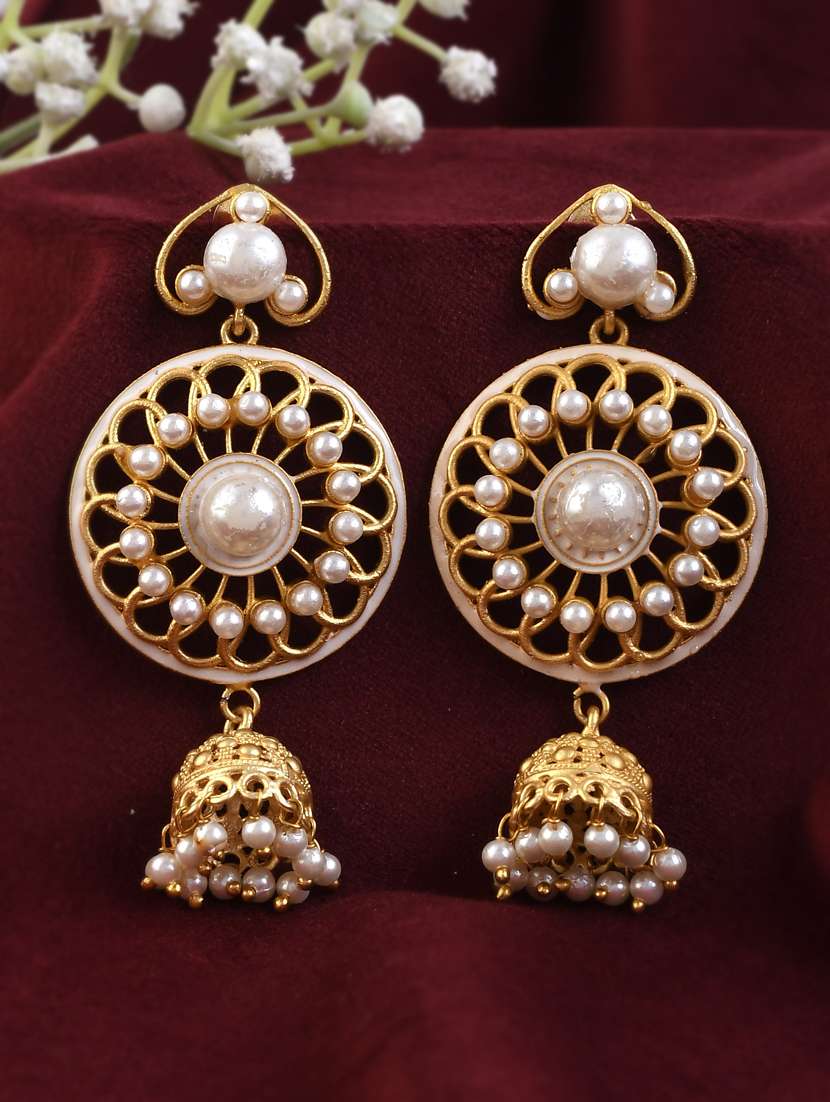 gold brass drop earring - 18381780 -  Zoom Image - 0