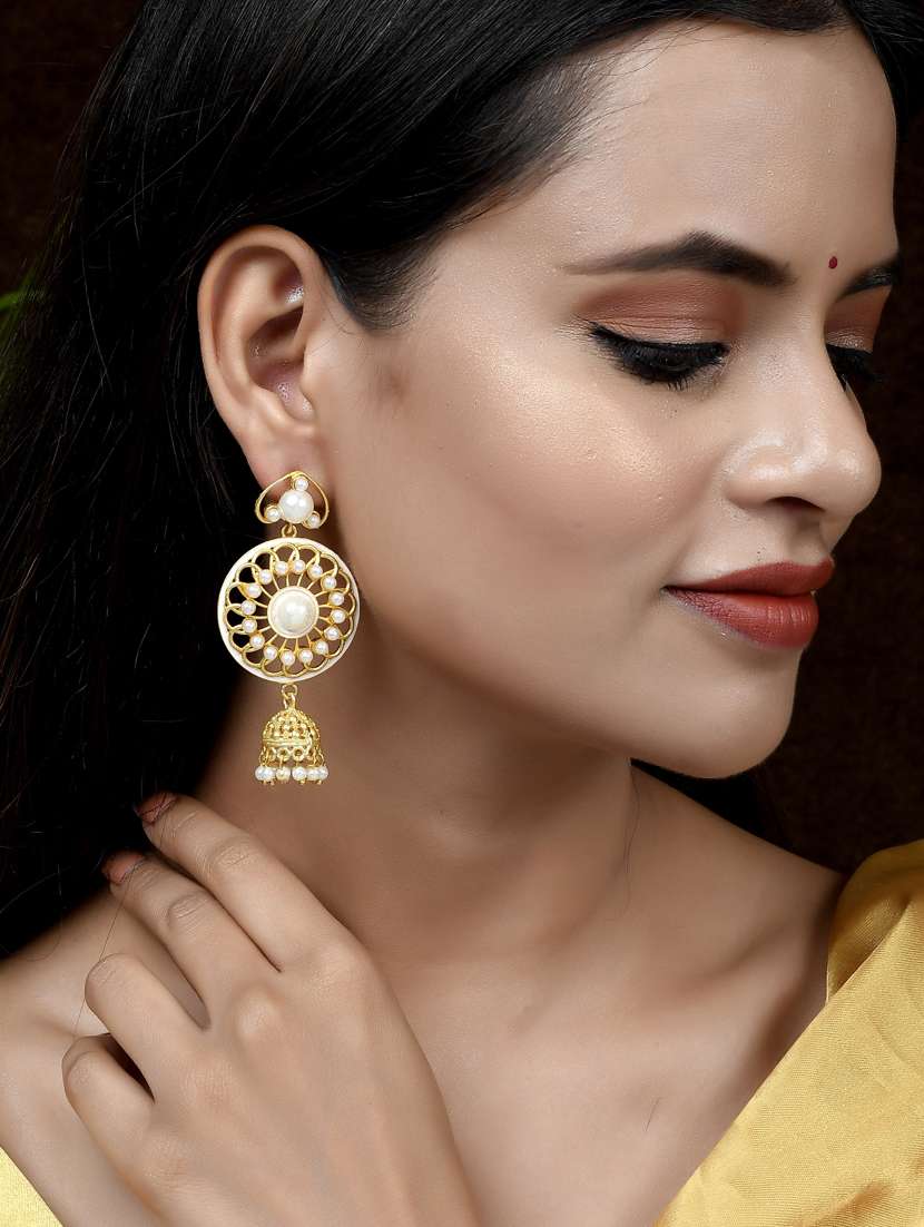 gold brass drop earring - 18381780 - Standard Image - 3