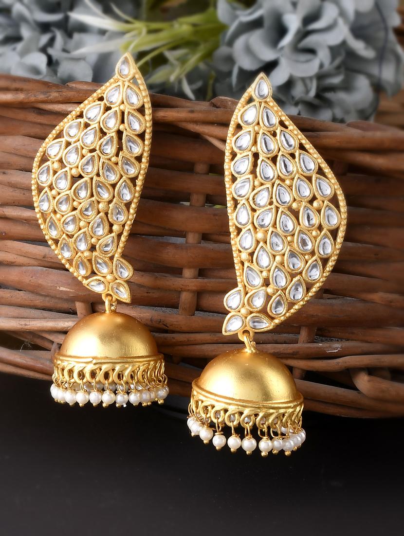 gold brass drop earring - 18381798 - Zoom Image - 0