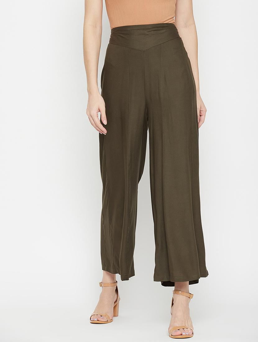 mid rise solid flared palazzo - 18381801 -  Zoom Image - 0